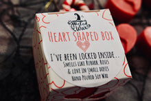 Load image into Gallery viewer, Heart Shaped Box Purple Hearts (Strawberry & Lime or Rhubarb Scent)