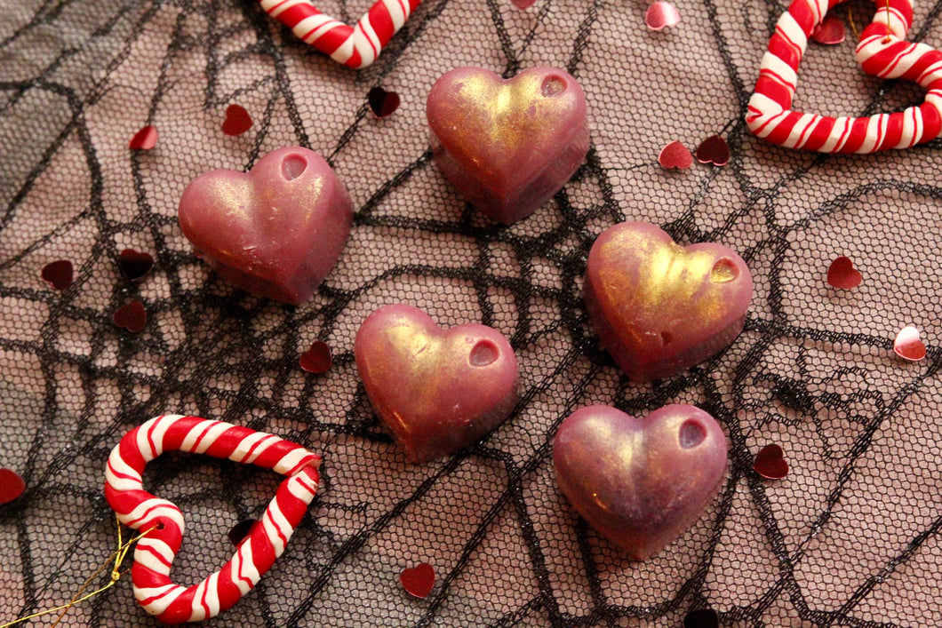 Heart Shaped Box Purple Hearts (Strawberry & Lime or Rhubarb Scent)